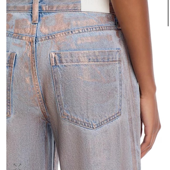 Pistola Jadyn Low Slung Palazzo Jeans Metallic Flare Pink shimmer Pants 28 - Picture 3 of 11